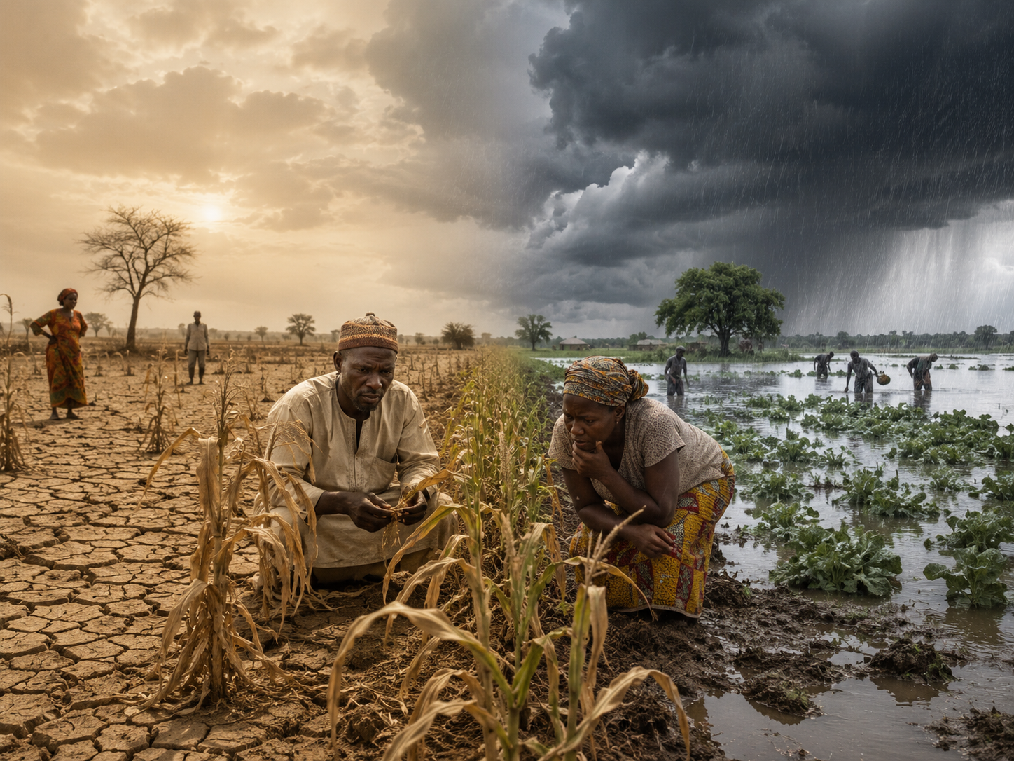 Agriculteur ouest-africain confronté aux incertitudes climatiques